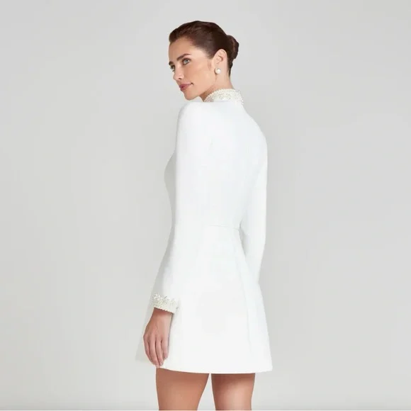 NADINE MERABI White Long Sleeve Dress Sz 6 - Picture 4 of 14